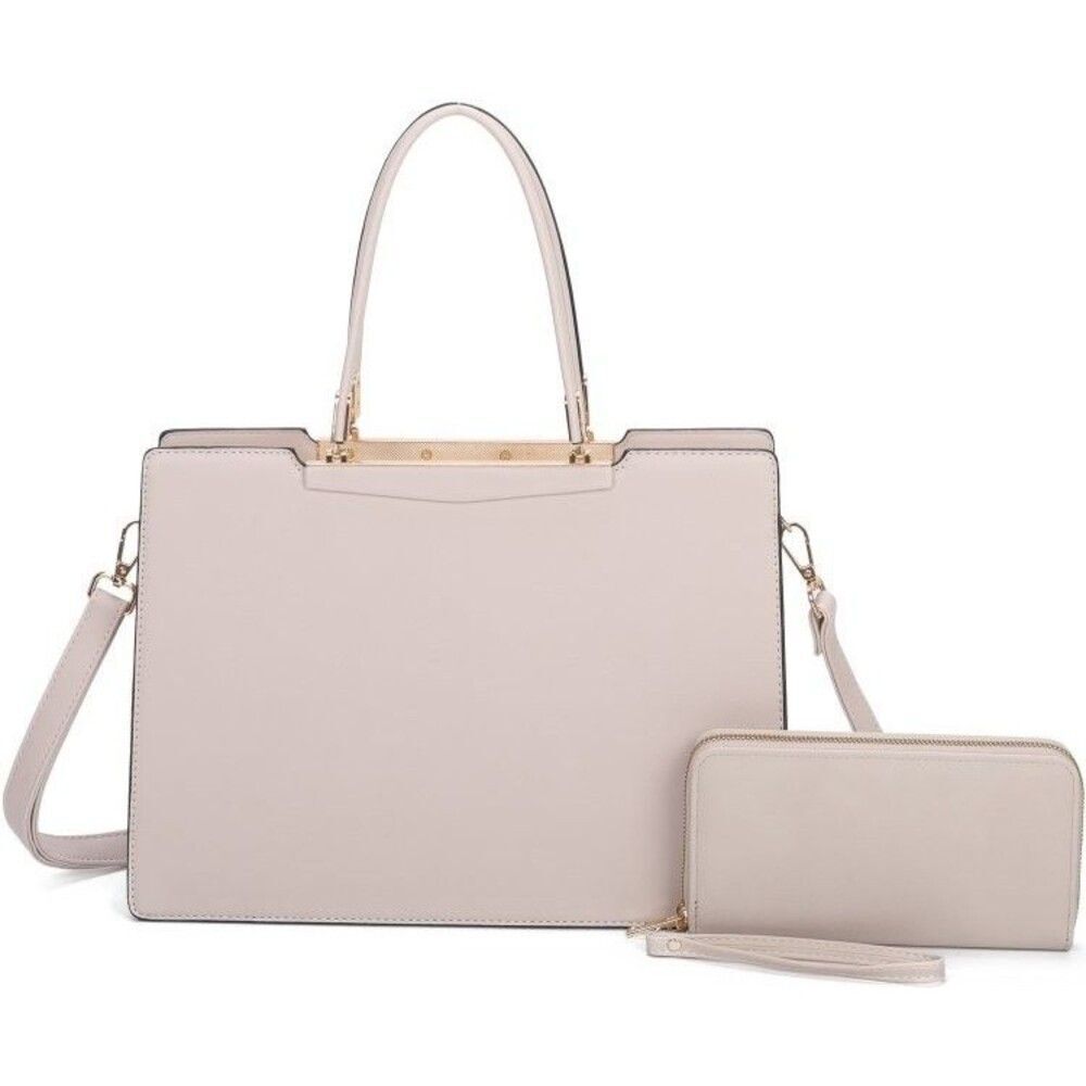 Women's Beige Fashion Top Handle 2-IN-1 Satchel Handbag - Picture 1 of 2